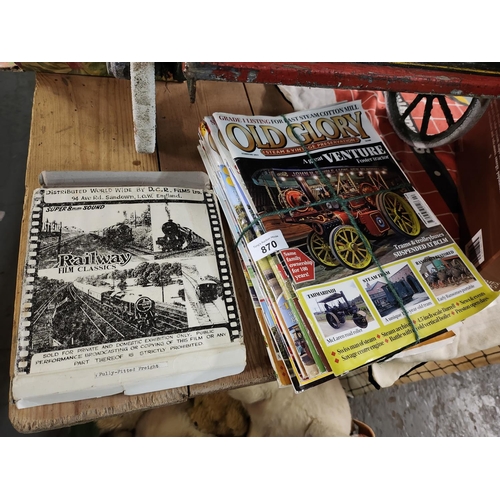 870 - Collection of Old Glory steam and vintage preservation magazines and Railway Film Classics Super 8 4... 