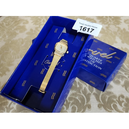 1617 - Vintage Boxed ladies gold tone cocktail watch