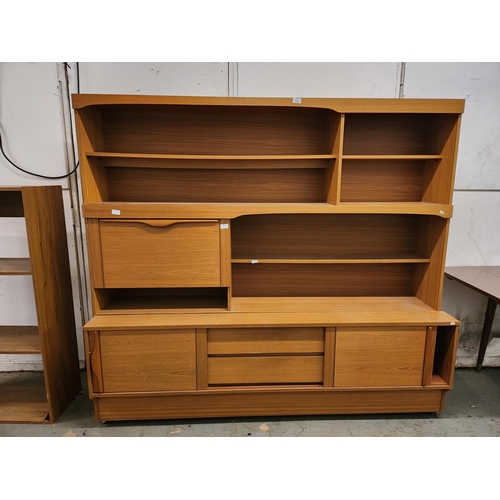 1936 - Large vintage teak display unit on castors