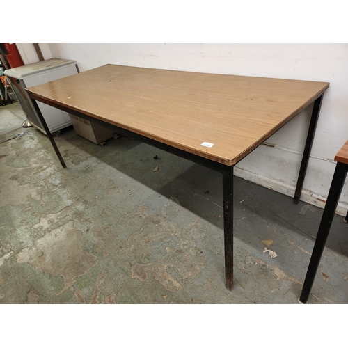 1940 - Large wooden top office table metal legs