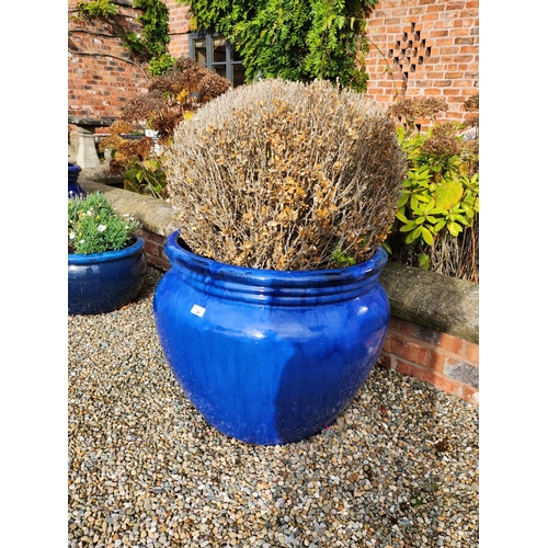 26 - Very large blue glazed stoneware planter excellent condition