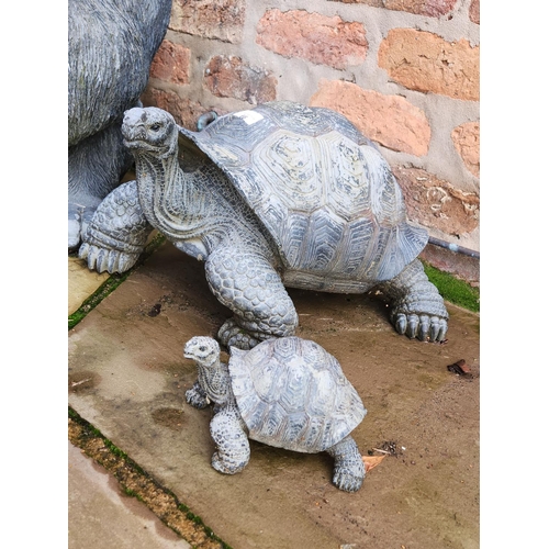 66 - Two Tortoise garden ornaments