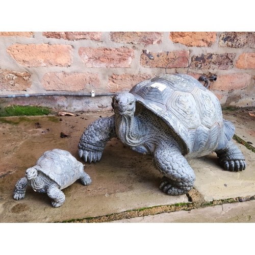 66 - Two Tortoise garden ornaments