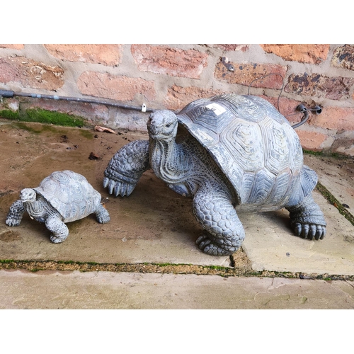 66 - Two Tortoise garden ornaments