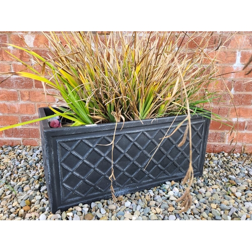 92 - Large Lazio Lead Effect Trough Planter with contents