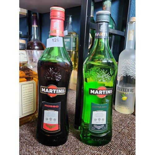 126 - Two martini bottles with contents