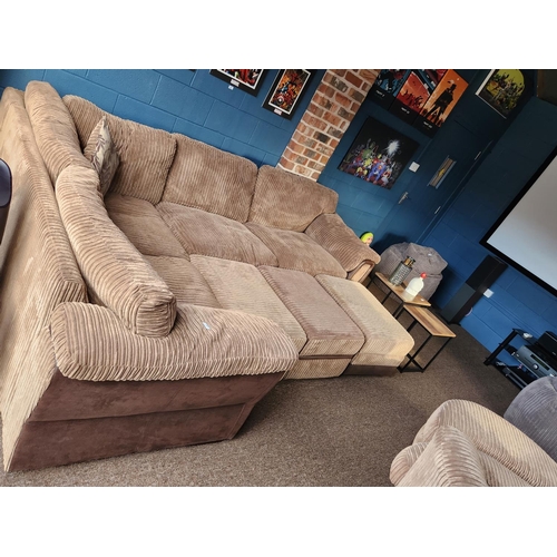 158 - Large DFS ARTHUR corner sofa to large match swivel chair, approx 200 x 280 cm. Includes three matchi... 