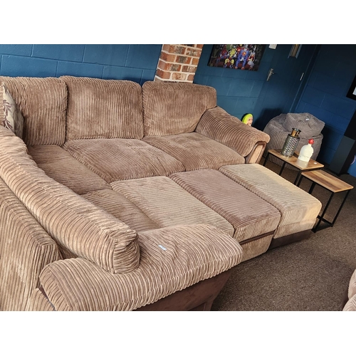 158 - Large DFS ARTHUR corner sofa to large match swivel chair, approx 200 x 280 cm. Includes three matchi... 