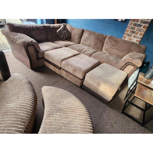 158 - Large DFS ARTHUR corner sofa to large match swivel chair, approx 200 x 280 cm. Includes three matchi... 