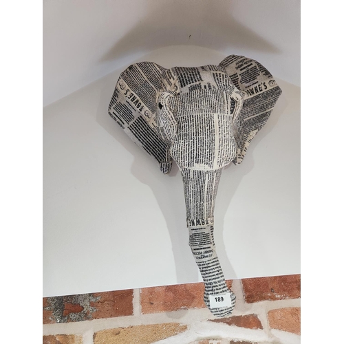 189 - Decoupage newspaper wall hanging elephant