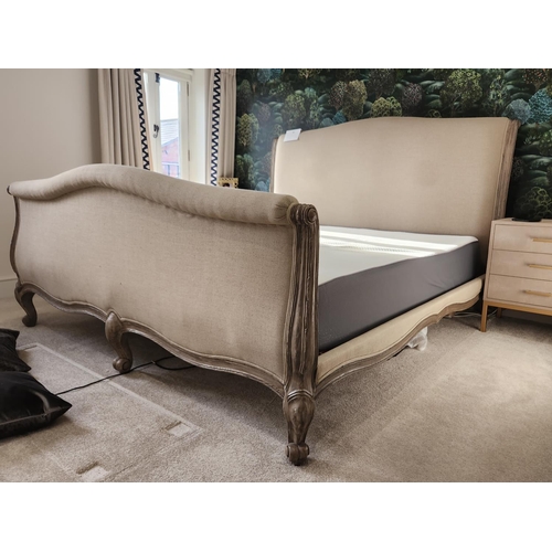 393 - French Bedroom Handmade Classic Upholstered Super King Bed in Heavyweight Woven Material.  It is a b... 