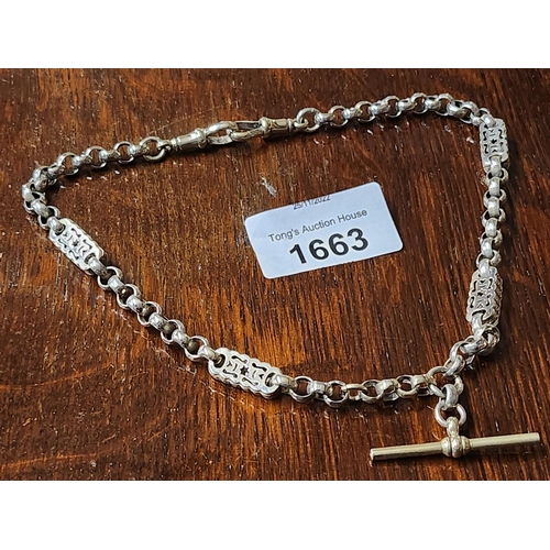 1663 - **LAST CHANCE ITEM**IMMACULATEAntique silver colour metal, fancy double Albert pocket watch chain/ s... 