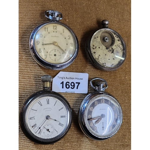 1697 - A collection of four vintage pocket watches including Ingersoll