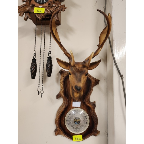 2093 - Unusual deer head barometer/thermometer, great decorative piece