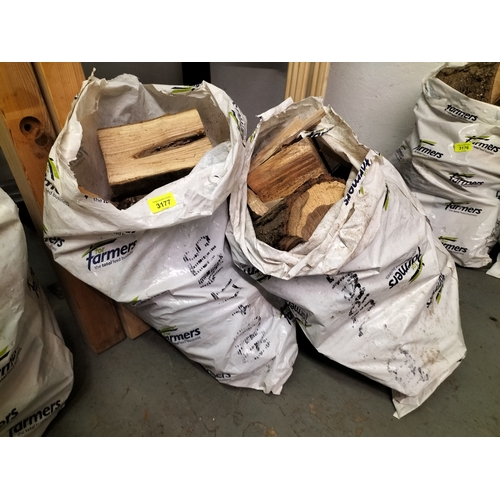 3177 - 2 large bags of seasoned wood, soft and hard wood