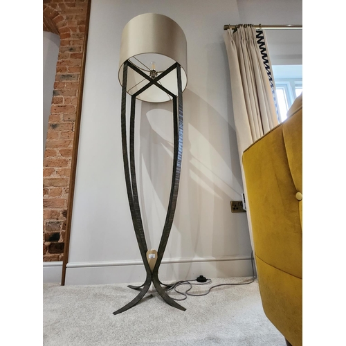 208 - Porta Romana Tall Alfonse Floor Lamp Burnt Silver, Fired Copper with 20” Alfonse Cylinder shade. Cos... 