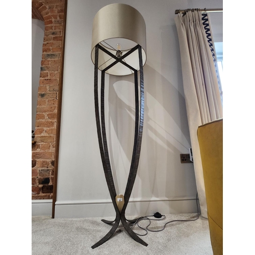 208 - Porta Romana Tall Alfonse Floor Lamp Burnt Silver, Fired Copper with 20” Alfonse Cylinder shade. Cos... 