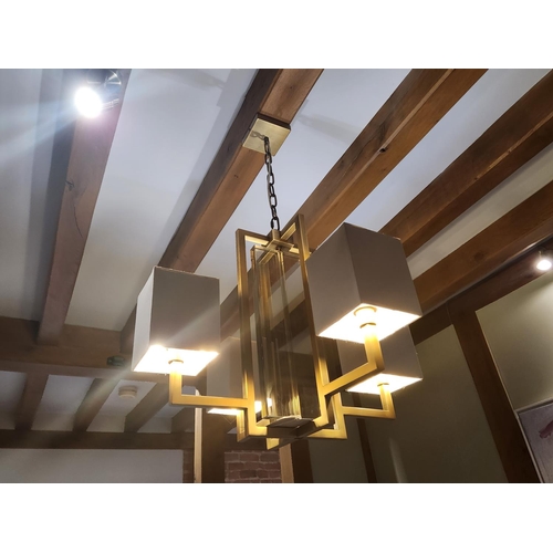 269 - ANTIQUE BRASS FINISH CHANDELIER will make a stunning addition to a finished room. Height: 54cm Diame... 