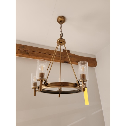 352 - Hinkley Lighting COLLIER 5 light chandelier in heritage brass with clear glass shades.  Fitting Heig... 