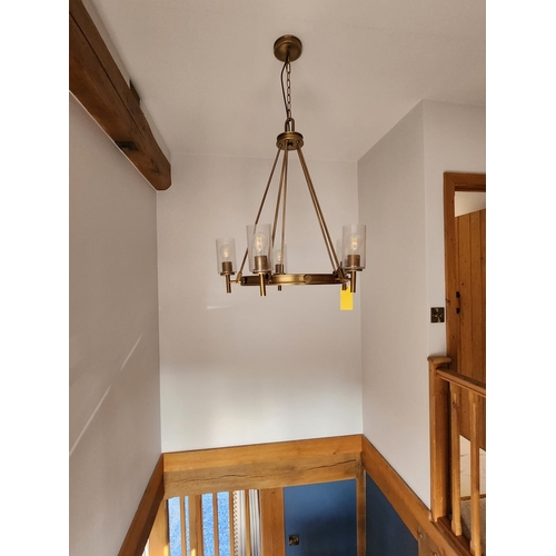 352 - Hinkley Lighting COLLIER 5 light chandelier in heritage brass with clear glass shades.  Fitting Heig... 