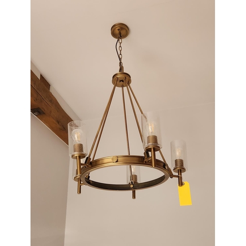 352 - Hinkley Lighting COLLIER 5 light chandelier in heritage brass with clear glass shades.  Fitting Heig... 