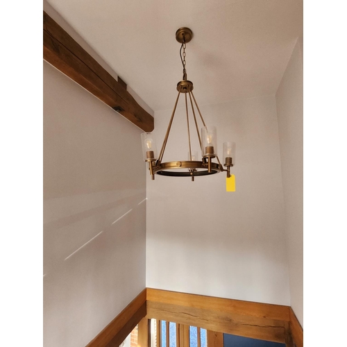 352 - Hinkley Lighting COLLIER 5 light chandelier in heritage brass with clear glass shades.  Fitting Heig... 