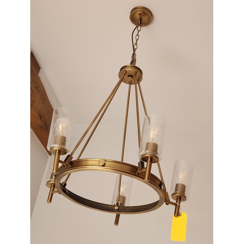 352 - Hinkley Lighting COLLIER 5 light chandelier in heritage brass with clear glass shades.  Fitting Heig... 