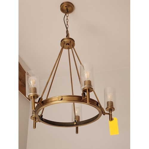 352 - Hinkley Lighting COLLIER 5 light chandelier in heritage brass with clear glass shades.  Fitting Heig... 