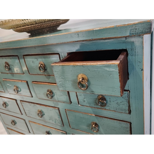 385 - Bespoke stunning Tall Chest of Drawers solid wooden dark teal, twenty drawers! beautiful quality wit... 