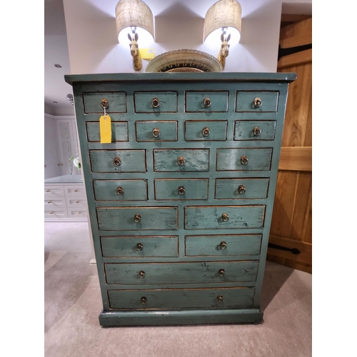 385 - Bespoke stunning Tall Chest of Drawers solid wooden dark teal, twenty drawers! beautiful quality wit... 