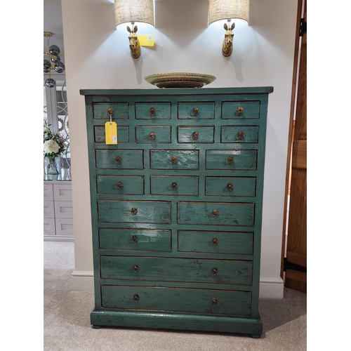 385 - Bespoke stunning Tall Chest of Drawers solid wooden dark teal, twenty drawers! beautiful quality wit... 