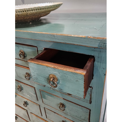 385 - Bespoke stunning Tall Chest of Drawers solid wooden dark teal, twenty drawers! beautiful quality wit... 