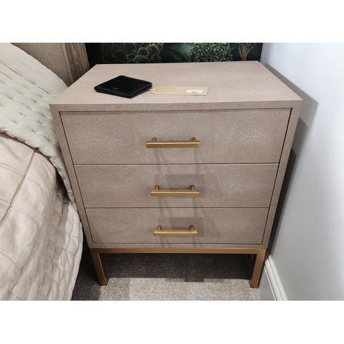 391 - Jasper cream Andrew Martin side tables, pair of, £725 each! Good condition finished in Faux-shagreen... 