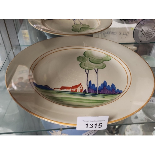 1315 - A Royal Cauldon pre 1950 picture plate in the style of Clarice Cliff