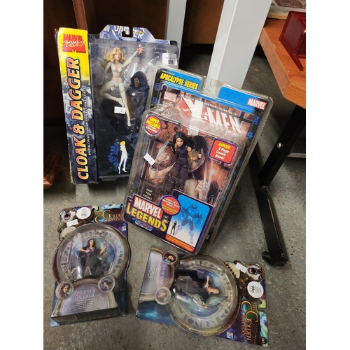 899 - Marvel legends apocalypse collection X Men figure, cloak and Dagger, Golden compass figure