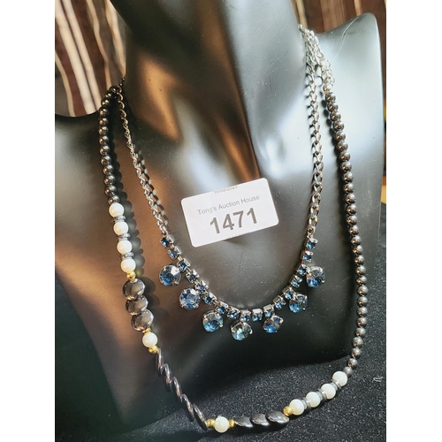 1471 - Haematite necklace and a dark teal diamante necklace