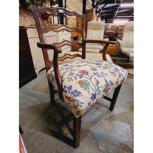 1570 - Beautiful oak antique carver chair with scrolled back detail and gorgeous wood patina