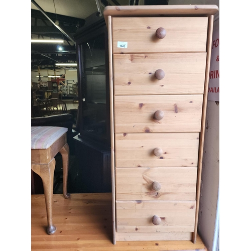 1643 - Pine 6 drawer bedroom chest of drawers *