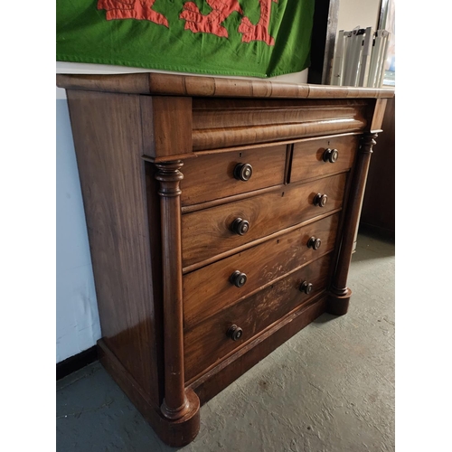 1648 - Antique Victorian 2 over 3 chest of drawers complete with secret drawer, *