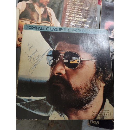 1344A - Large collection of vintage records one signed  Western TOMPALL WAYLON JENNINGS