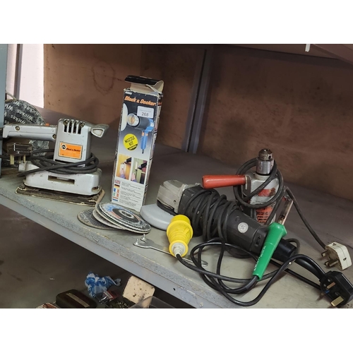268 - Black and decker sander, electrical nozzle kit for a black and decker, paint, stripper ,electric gri... 