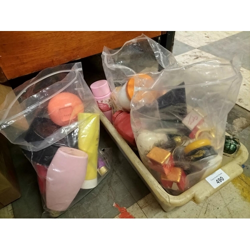 490 - Large collection of vintage and modern cosmetic containers, some with contents