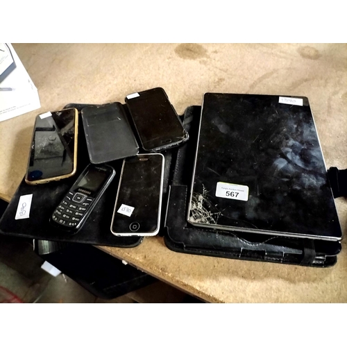 567 - Collection of phones and tablet including iPhone