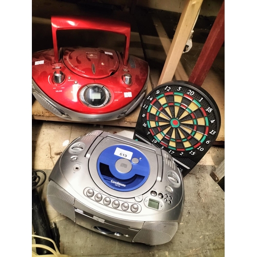 619 - Goodmans CD player, proline CD player and electronic dartboard