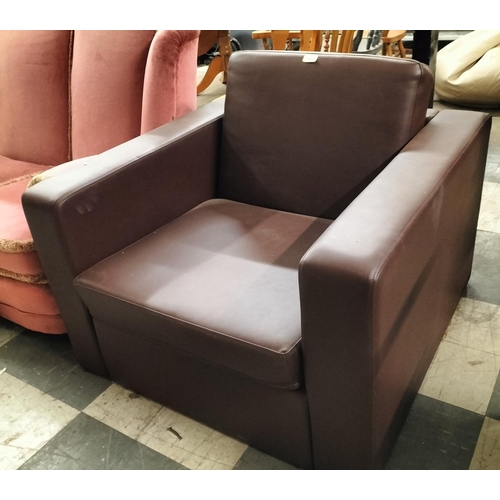 765 - Modern brown faux leather armchair