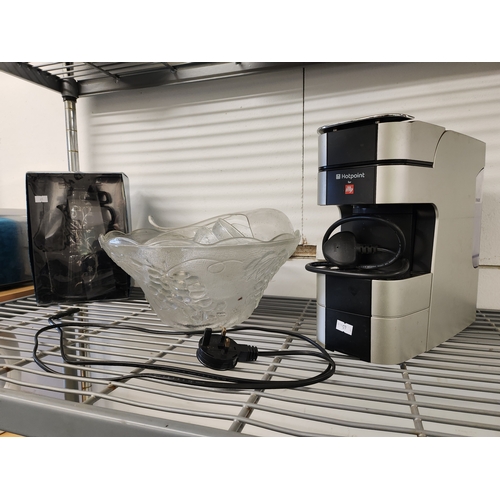419C - **LATE ENTRY HOTPOINT COFFEE ESPRESSO MACHINE , glass punch bowl set with glasses and serving spoon ... 