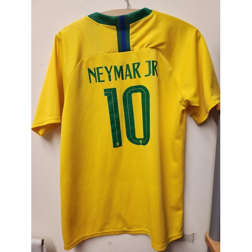 1700 - Yellow and green Brazil genuine Nike football t- shirt Naymar jnr 10