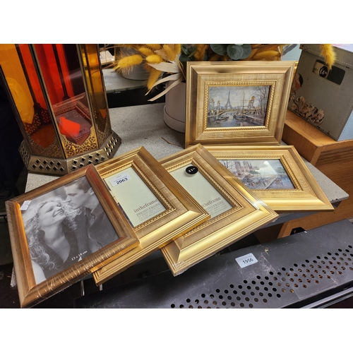 2063 - Collection of gold coloured photo frames