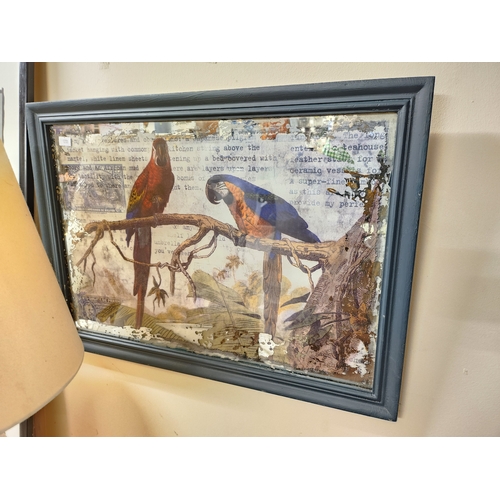 2063B - Panama Perched Parrot scene handpainted on to mirror