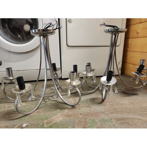 2092 - **LATE ENTRY** PAIR OF METAL CANDELABRA LIGHTS WITH GLASS DROPLETS